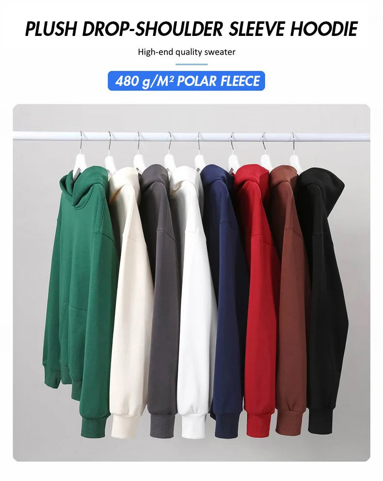 Heavy Weight Cotton Plus Velvet Hooded Sweatshirt