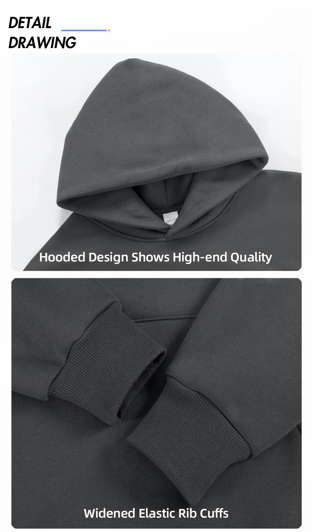 Heavy Weight Cotton Plus Velvet Hooded Sweatshirt